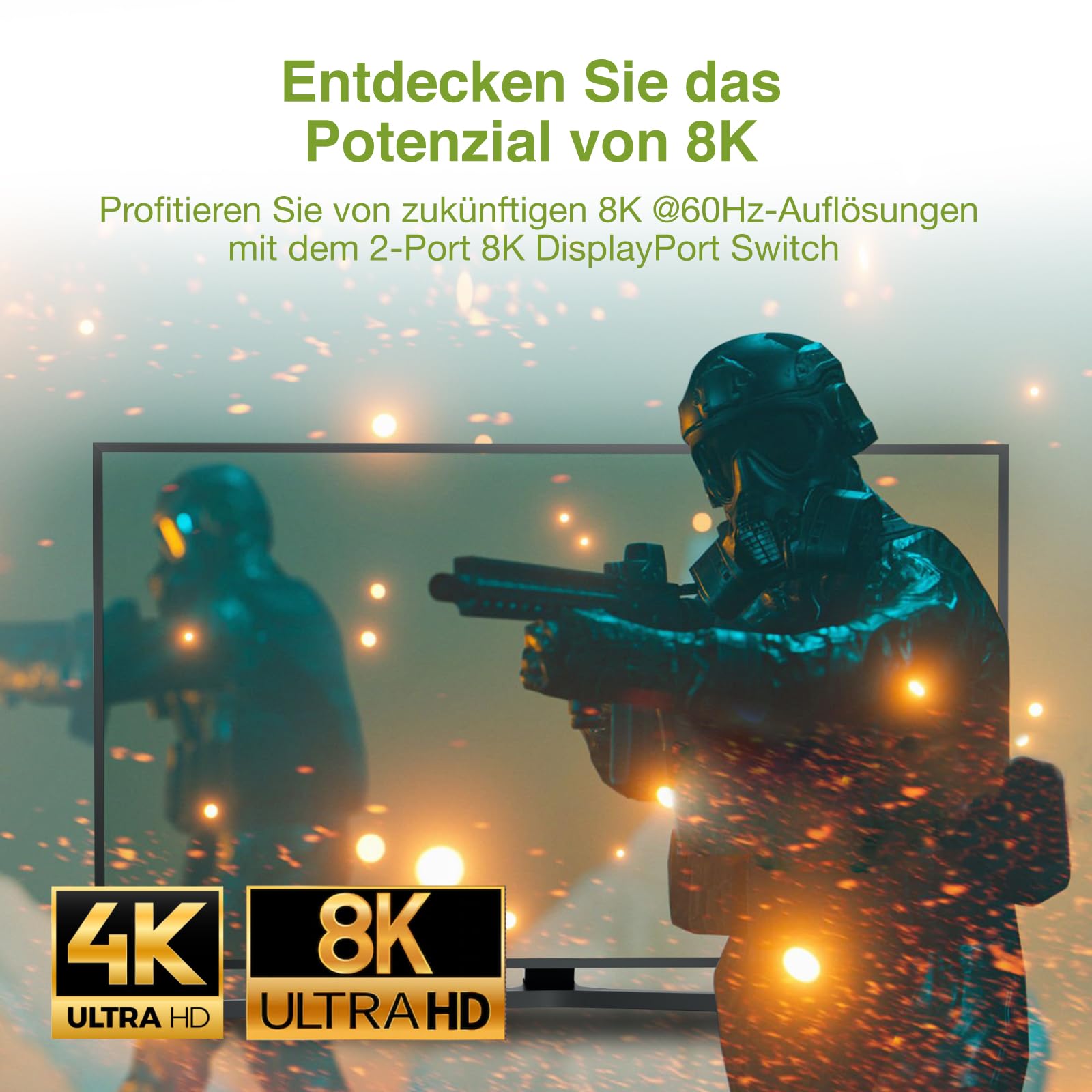 IOGEAR DisplayPort Switch, 8K DP 1.4 Commutateur 2 Ports 2 Entrées 1 Sortie 8K@60Hz 4K@120Hz Compatible avec PC Projecteurs Moniteurs