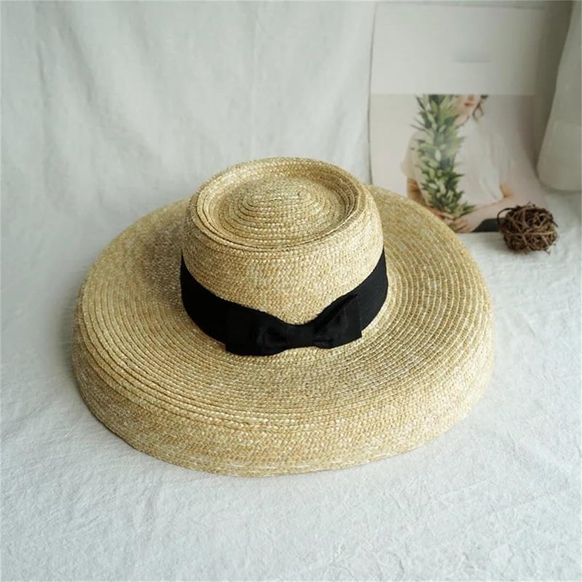 Sombrero De Verano para Mujer, Sombrero De Paja De ala Ancha De 15 Cm, Sombrero De Playa, Sombrero con Pantalla De Lámpara, Sombrero De Boda para Dama De Honor