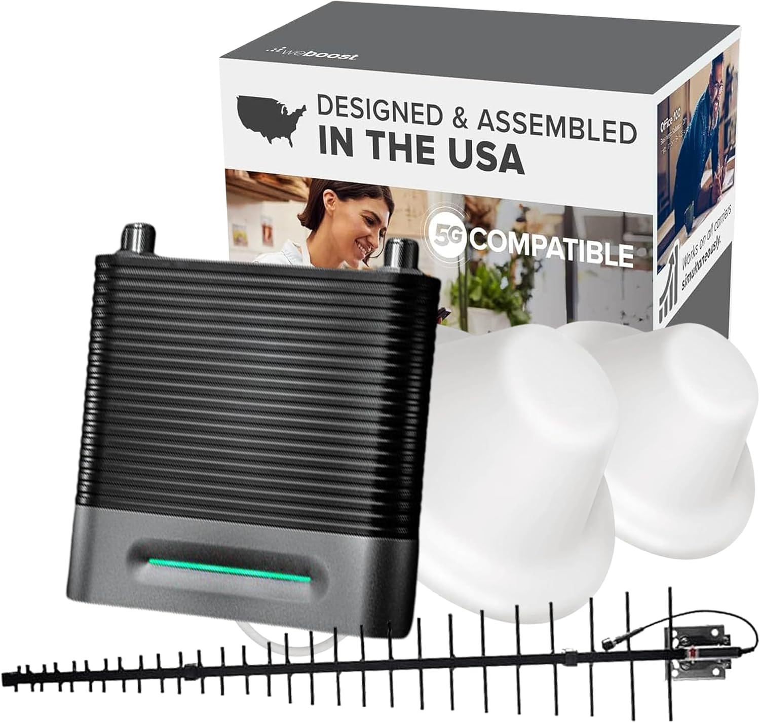 weBoost Metal Building I00 Cell Phone Booster Kit | LPDA/Dome for Remote Areas | Boosts 5G/4G LTE Up to 8,000 sq ft | for Buildings with Metal Roofs | Supports All U.S. Carriers | FCC Approved
