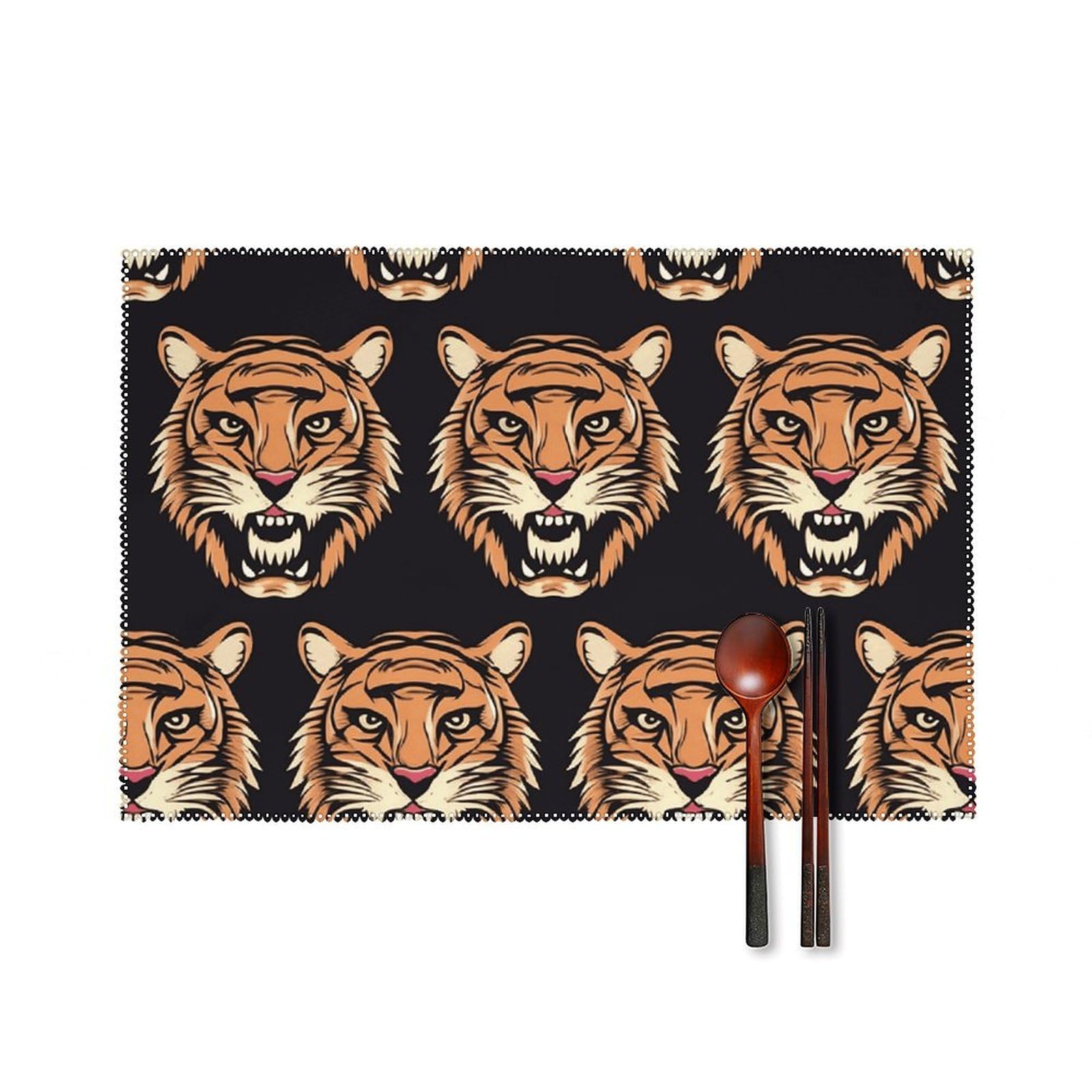 Set de table tigre pour repas de famille et dîner sur la terrasse