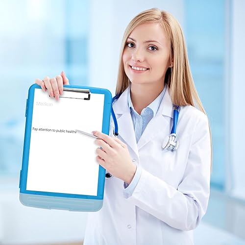 Miniatura 7 de Meiikun Portapapeles con almacenamiento, tableros de plástico de 8.5 x 11 pulgadas con soporte para bolígrafos, carpeta de portapapeles de