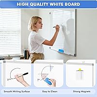 Vista 3 de WALGLASS Pizarra blanca magnética, 36 x 24 pulgadas, de doble cara, borrado en seco, pizarra blanca para pared, colgar o montar, horizontal