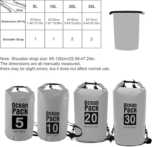 Miniatura 2 de JIMACRO Bolsa seca impermeable mochila enrollable de 30 L con correa de hombro, bolsa húmeda de lona 500D para viajes, pesca, ciclismo, kayak,