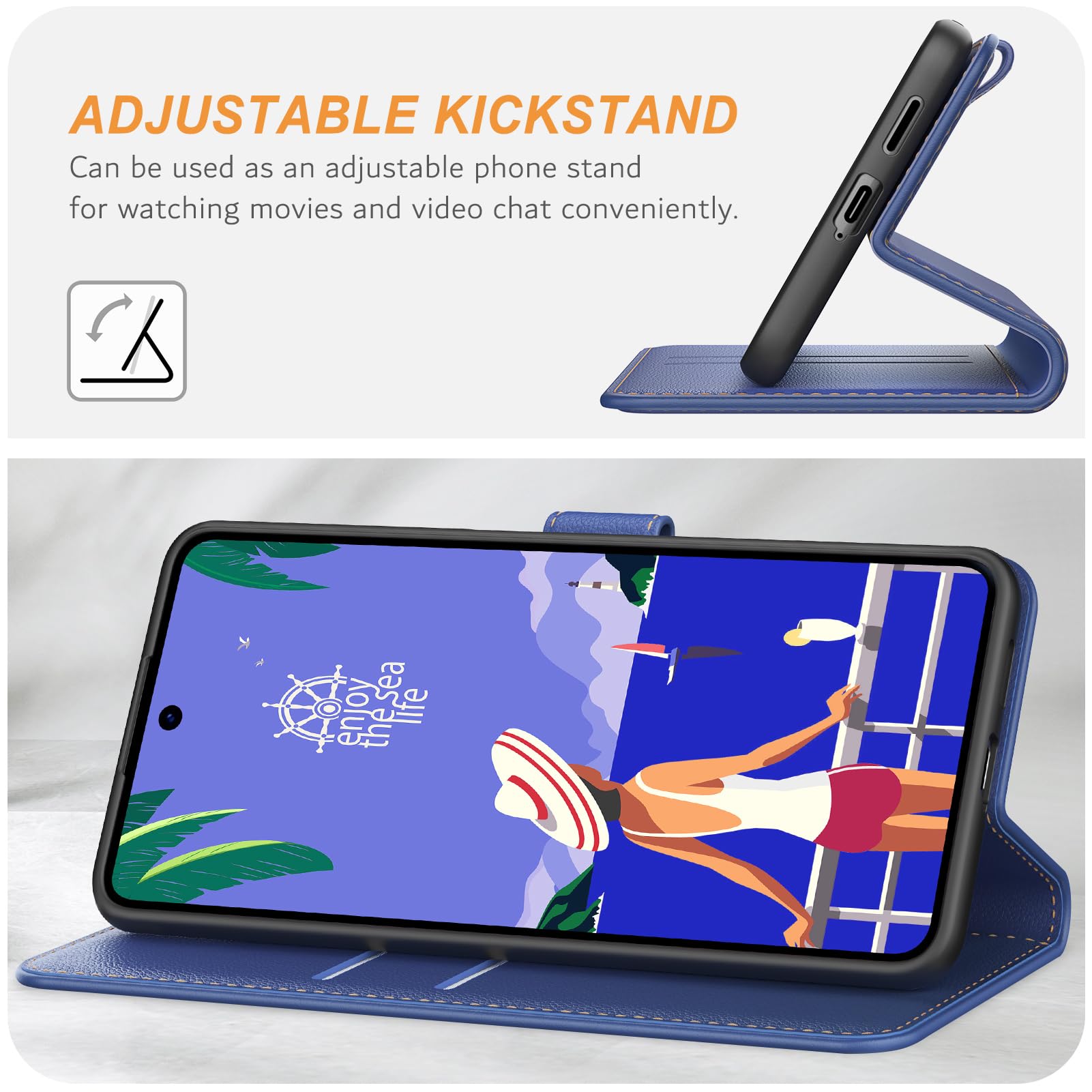 Ganbary Etui na telefon komórkowy do Google Pixel 9a 5G, skórzane etui premium z klapką [przegródki na karty] [zamknięcie magnetyczne] [funkcja stojaka], kompatybilne z Google Pixel 9a 5G, niebieskie