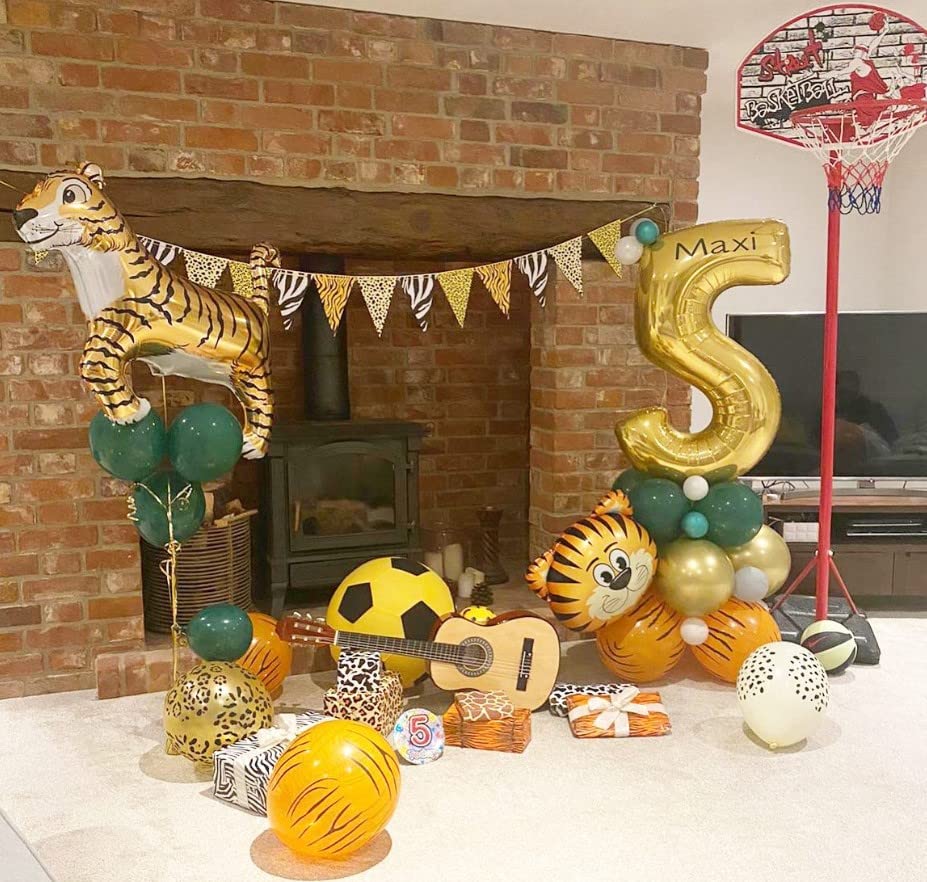 Image of Atpata Funky 5 Number Golden Foil Balloon 32 inch Size Birthday Decoration Items | Happy Birthday Decoration Kit | 5th Year Birthday Party Anniversary Wedding Decorations