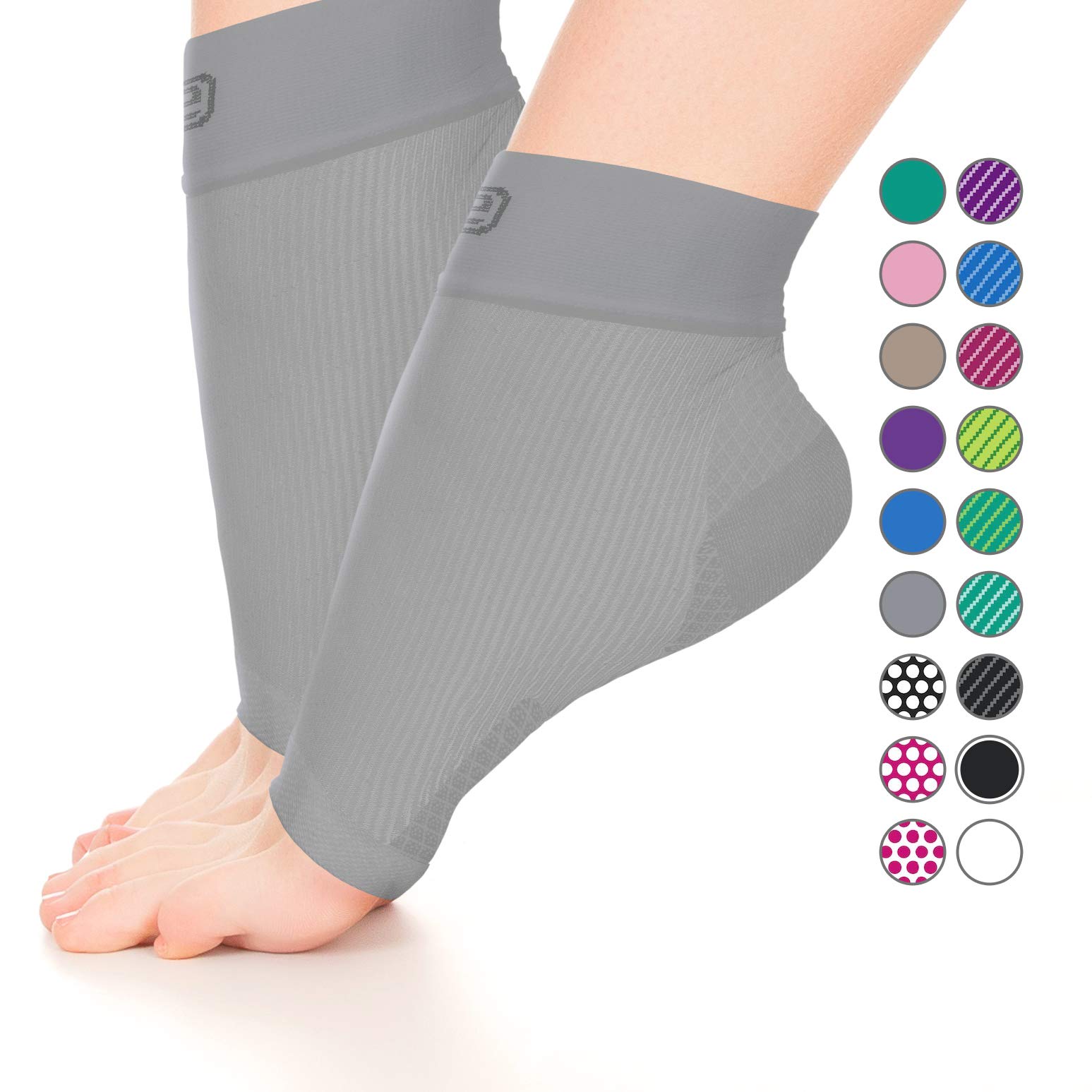 Go2 COMPRESSION SOCKS Gr8 Plantar Fasciitis Ankle Compression Sleeve Compression Foot Ankle Support Sleeve Plantar Fasciitis Sock Compression Ankle Socks That Provide Relief (Solid Gray, Large)