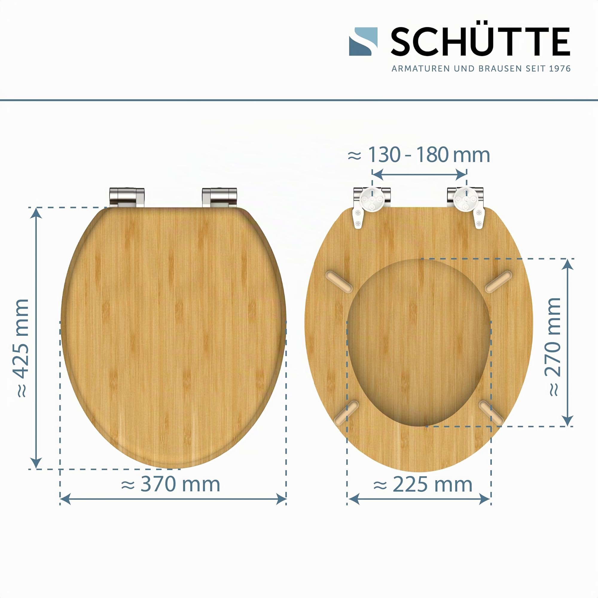 Schütte 81101-A - Asiento de inodoro con tapa de madera maciza de bambú (150 kg)