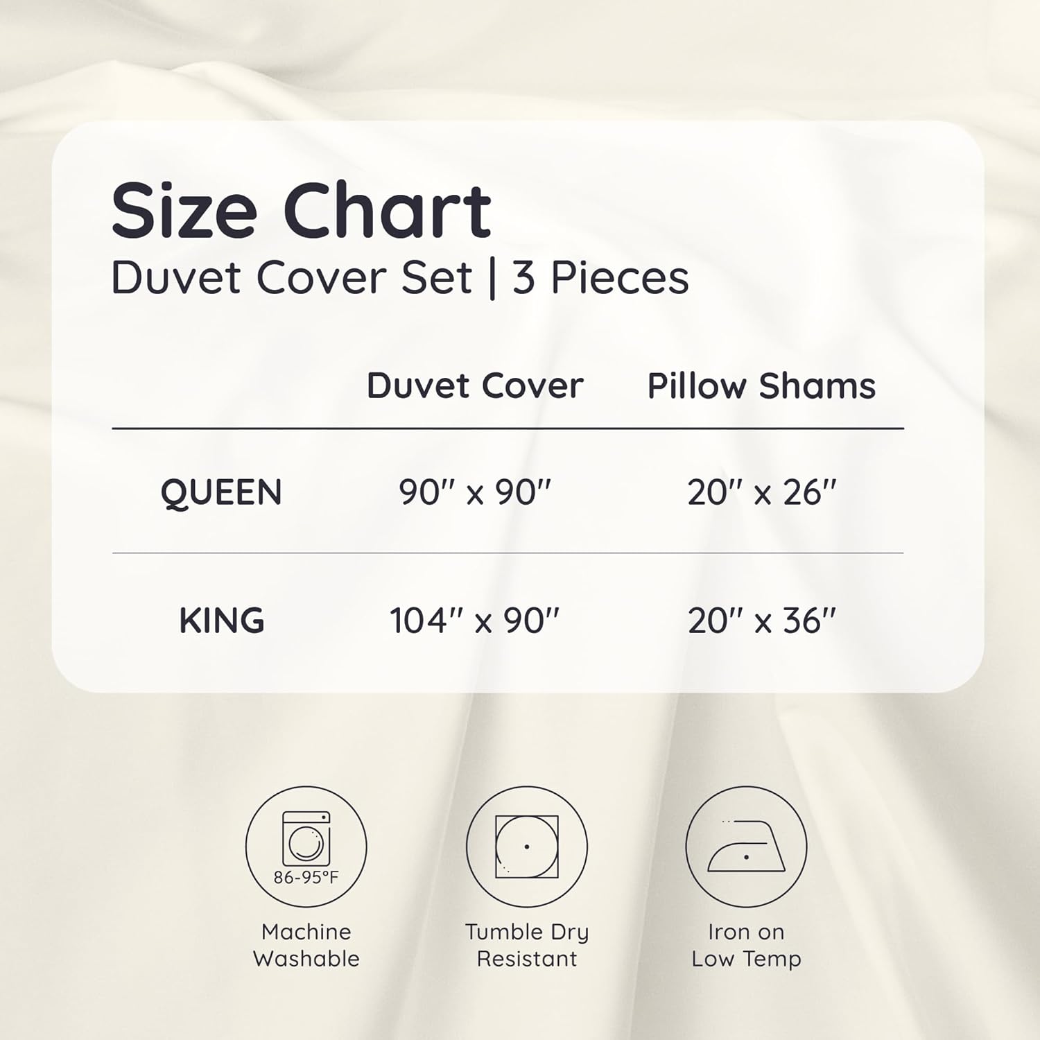Bambaw Queen Duvet Cover Set 3pcs 100% Viscose Derived from Bamboo, Cooling, Super Soft, Breathable, No Comforter (Ivory)