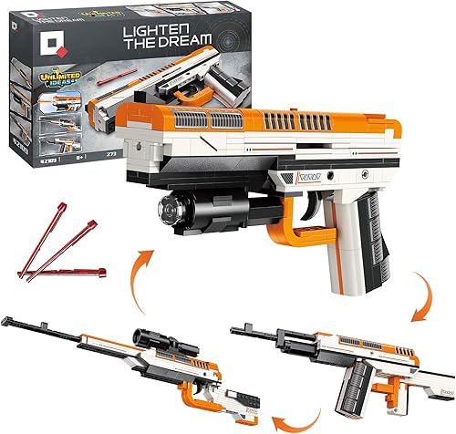 Bloque de construcción de armas, kit de modelo 3 en 1, bloques de construcción de pistola DIY puede lanzar, 272 piezas de bloques de construcción de