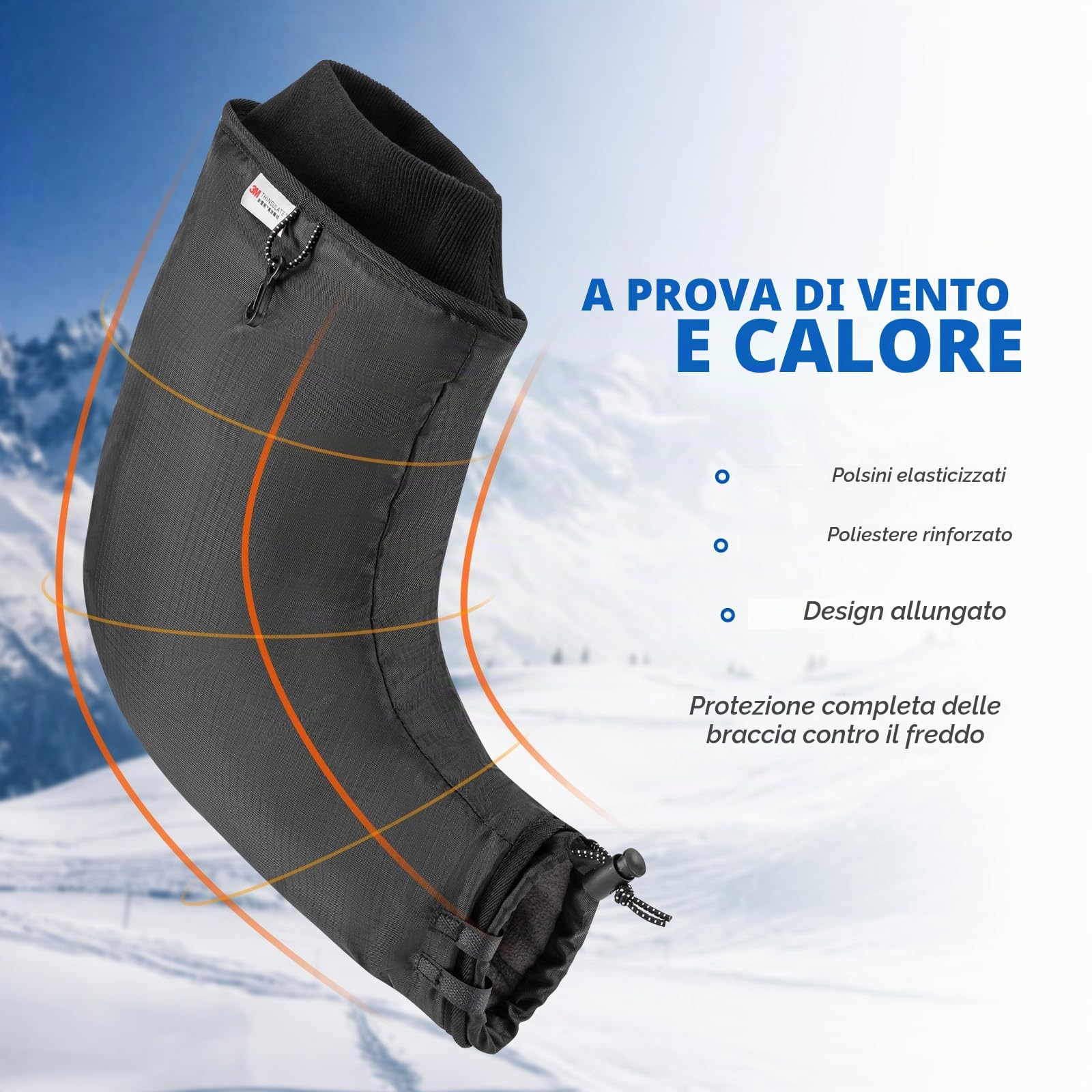 ROCKBROS Guanti Manubri Invernali Termici, Guanti per Manubrio Dritto Bici Moto Ebike Scooter, Foderato Impermeabile Antivento Idrorepellente Riflettente