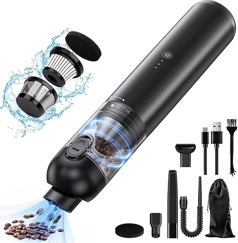 Aspiradora de mano inalámbrica para automóvil, 16,000 Pa, potente aspiradora de succión fuerte y potente, mini aspiradora portátil para automóvil,