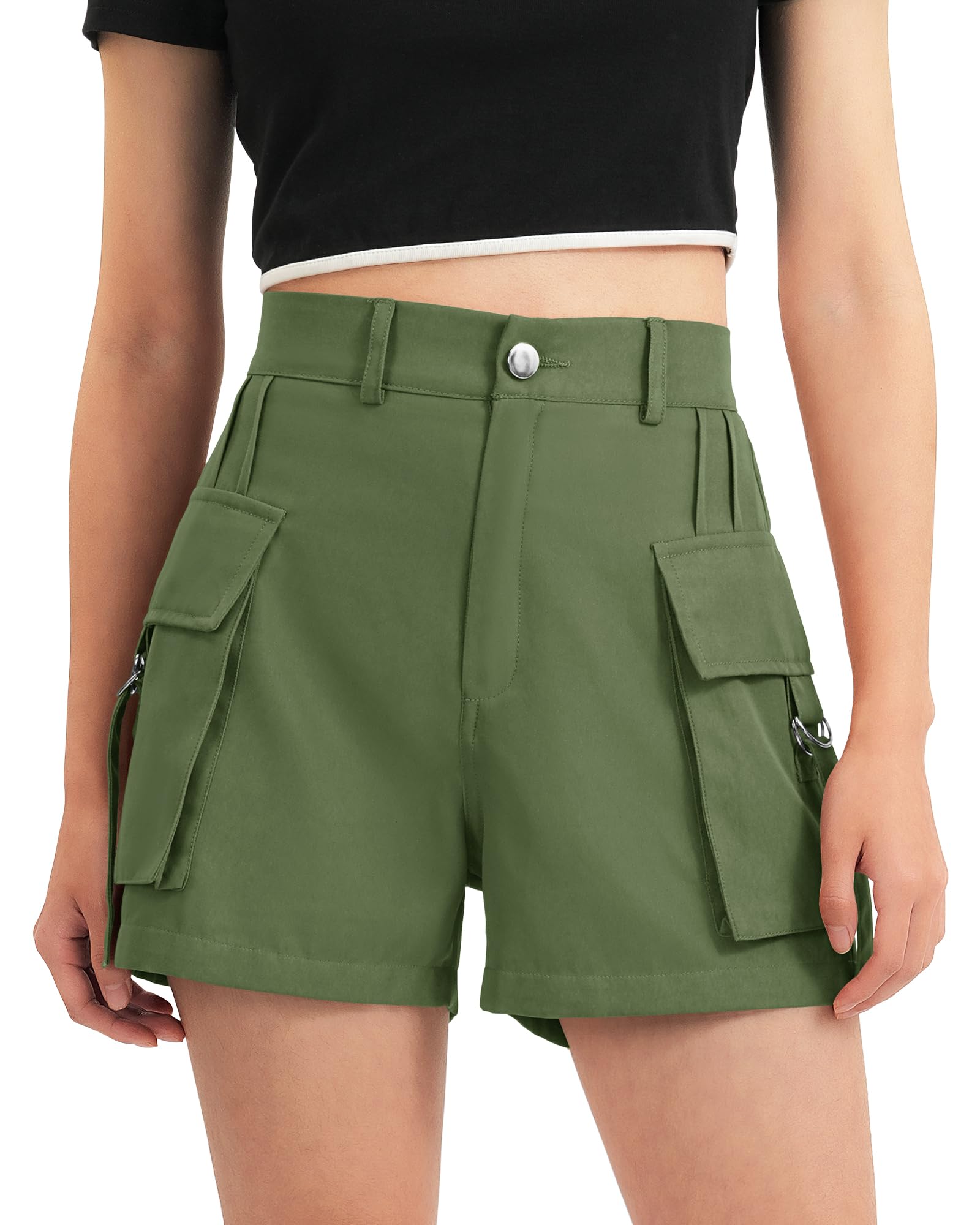 BOOPH Girls Hiking Cargo Shorts Kids Lightweight Pockets Athletic Summer Casual Uniform Shorts for Girls 6-14Y