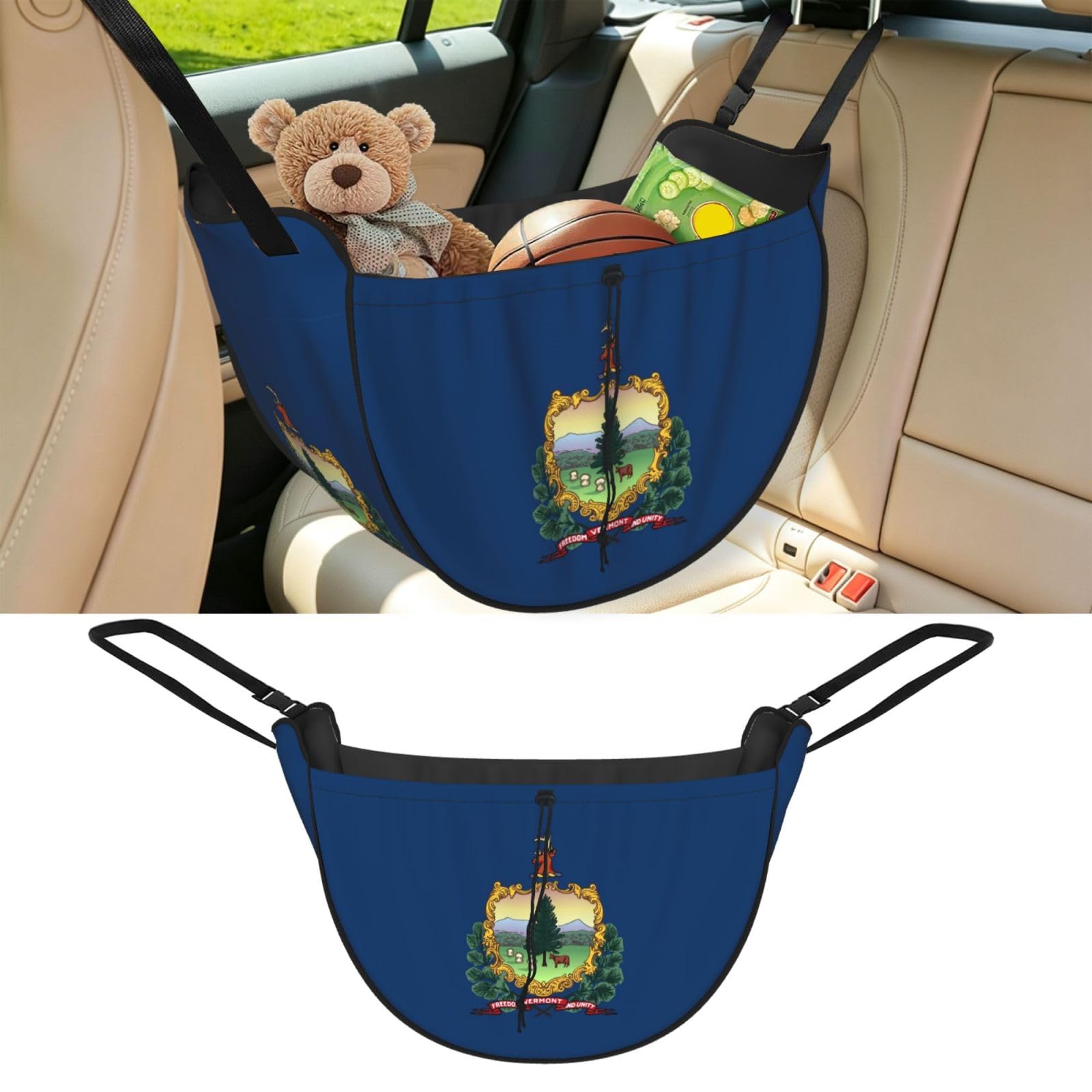 Cntdbu Black Vermont State Flag Car Seat Organizer-Backseat Storage Bag For Travel