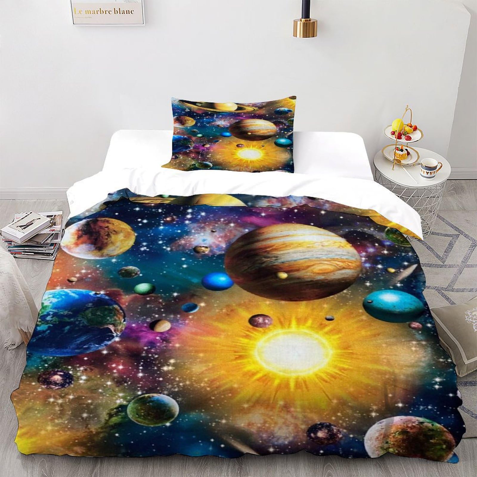 Parure de couette starry sky 135x200cm avec couvre-lit microfibre haute densité résistant