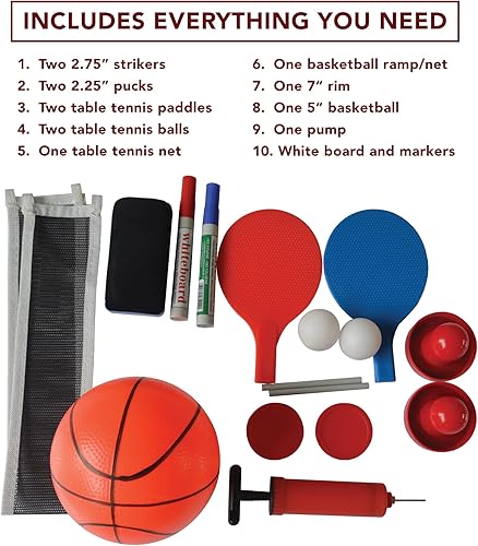 Miniatura 4 de Hathaway Scout - Mesa multijuego 4 en 1 de 54 pulgadas, ideal para salas de juegos familiares, incluye baloncesto de arcade, hockey de aire, tenis
