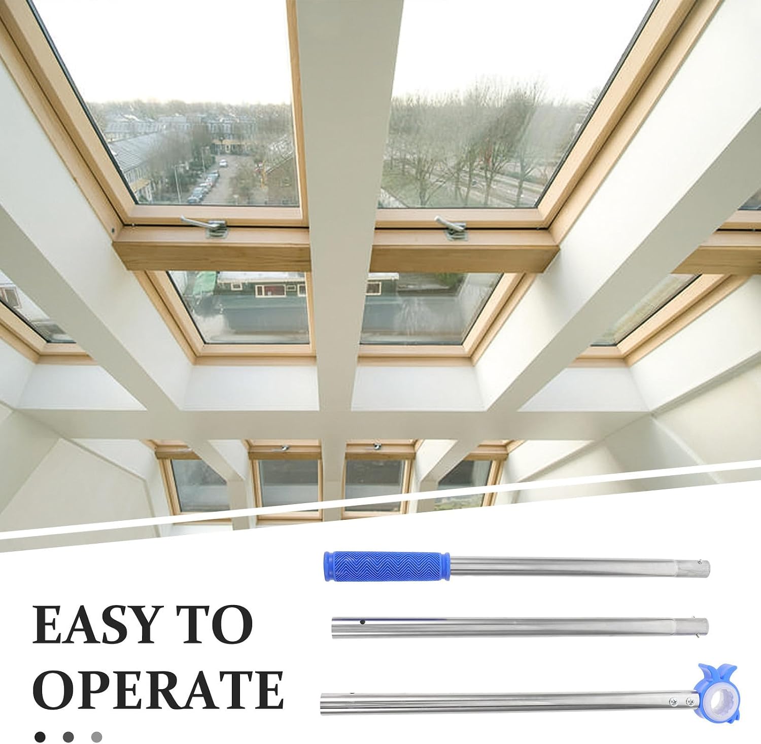 Telescoping Pull Pole Adjustable Window Opener Rod for Tall Windows