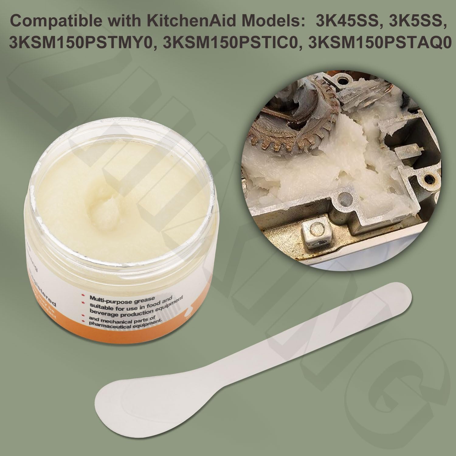 WP240309-2 240309-2 Gear Worm Drive Gear Bracket/11192794 Hub Gear/WP4162324 Case Gasket Kit 4 Oz Food Grade Grease Compatible with Kitchen-Aid Mixer Replaces 4162324 4169822 4169907 4162101