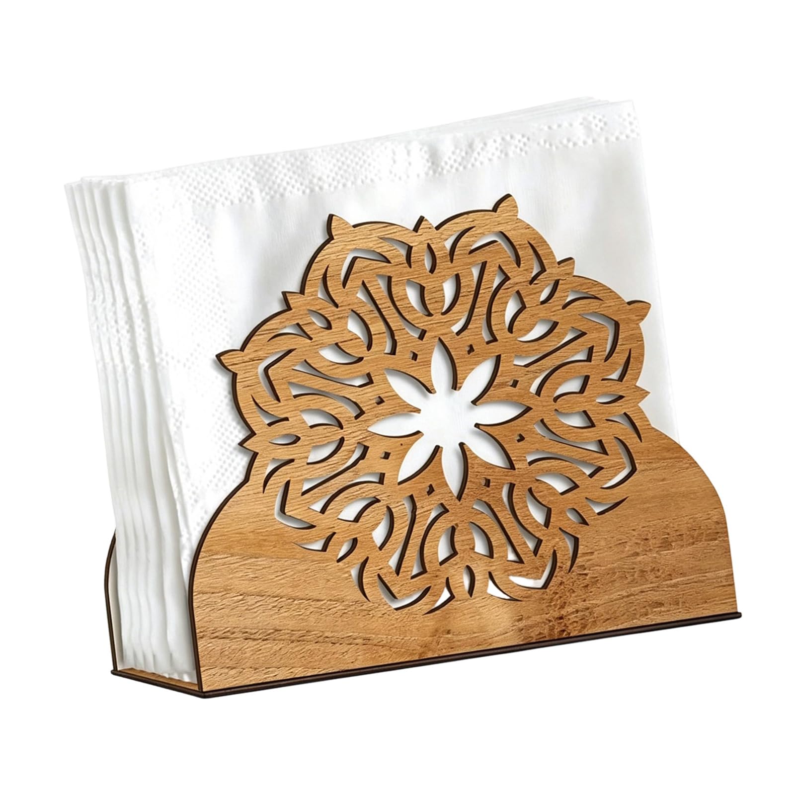 Oxxggkao Unique Shaped Napkin Dispenser Wood Restaurant Tissue Container Space Saving Tissue Holder for Party and Daily Use Holiday Themed Box