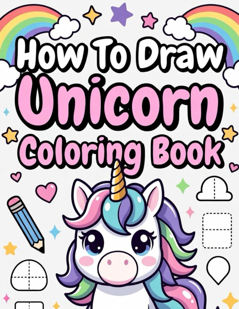 How To Draw Cute Unicorn Coloring Book: Step-by-Step Drawing Guide with Fun Coloring Pages for Kids (How To Draw Coloring Book)