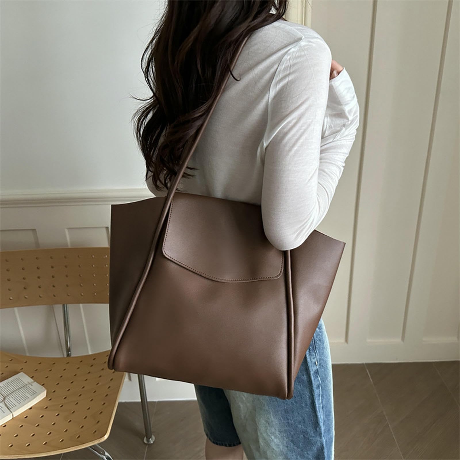 Borsa a Tracolla di Fascia Alta, Elegante, Grande capacità, alla Moda, Versatile, Semplice E Semplice-Bianco Sporco