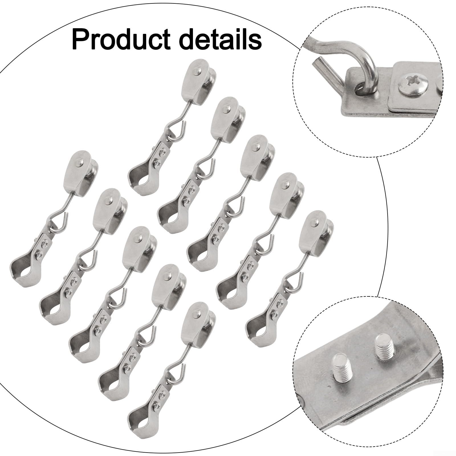 Poulie en acier inoxydable 304 et pince de fixation pour les configurations de voile d'ombrage avec compatibilité de type de roue double