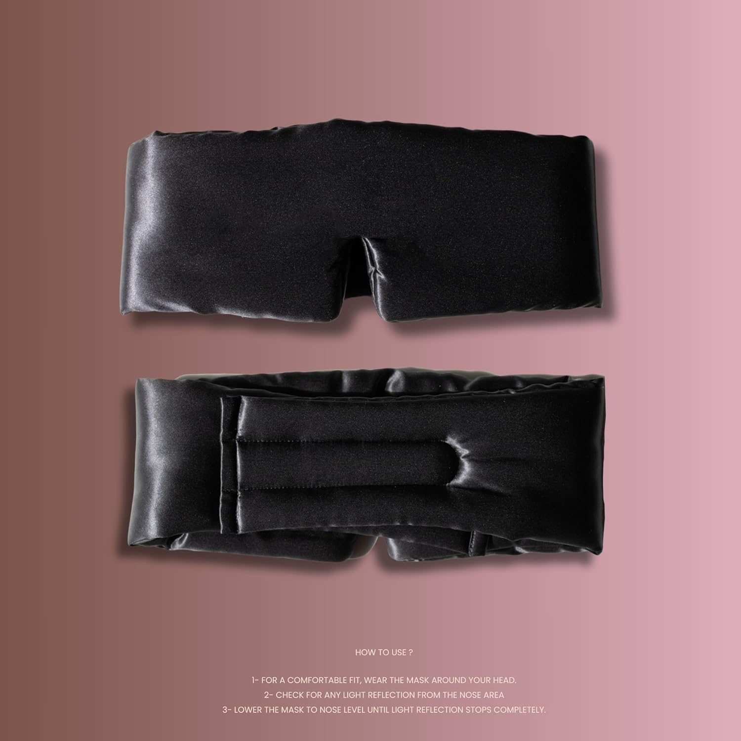 シルクアイマスク - 100%ピュアマルベリー22匁シルクスリープマスク(調節可能、クラウドブラック)