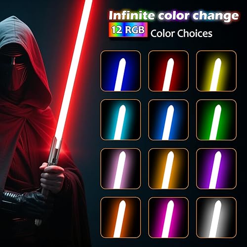 Miniatura 4 de Sable de luz Cal para adultos, sable de luz de duelo, longitud de control de movimiento, 47.24 pulgadas, sables de luz con 16 fuentes de sonido,