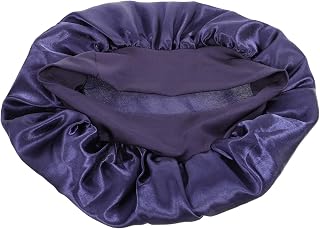 Holibanna Gorro de Satén Elástico para Dormir Mujer Práctico y Duradero Protección de Humedad para Cabello Rizado Color Azul Reutilizable y Cómodo para Diario