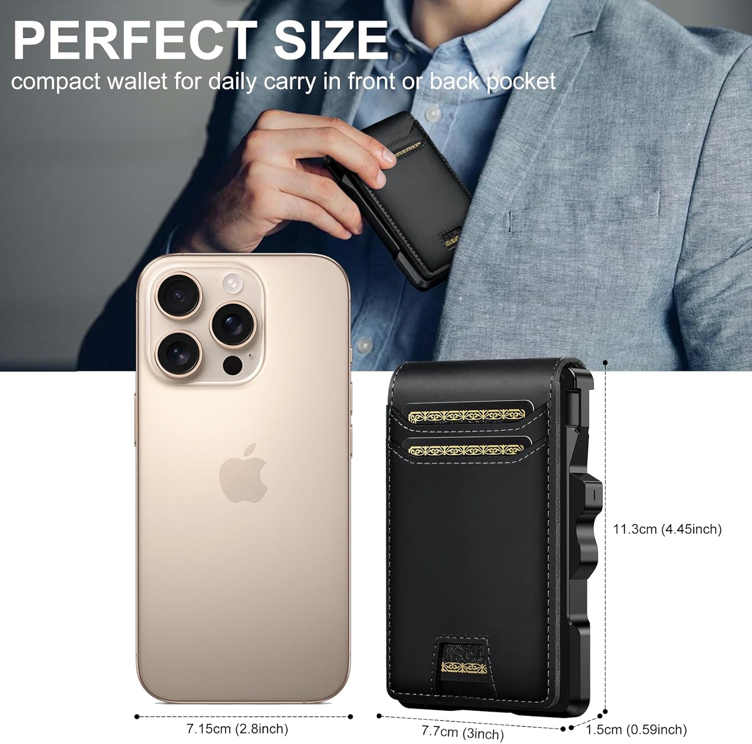 furid Genuine Leather Wallet for Men: Slim RFID Minimalist Wallets with Money Clip - Smart Pop Up Credit Card Holder for Front Pocket - Gifts for Husband Father on Birthday Anniversary - Image 6