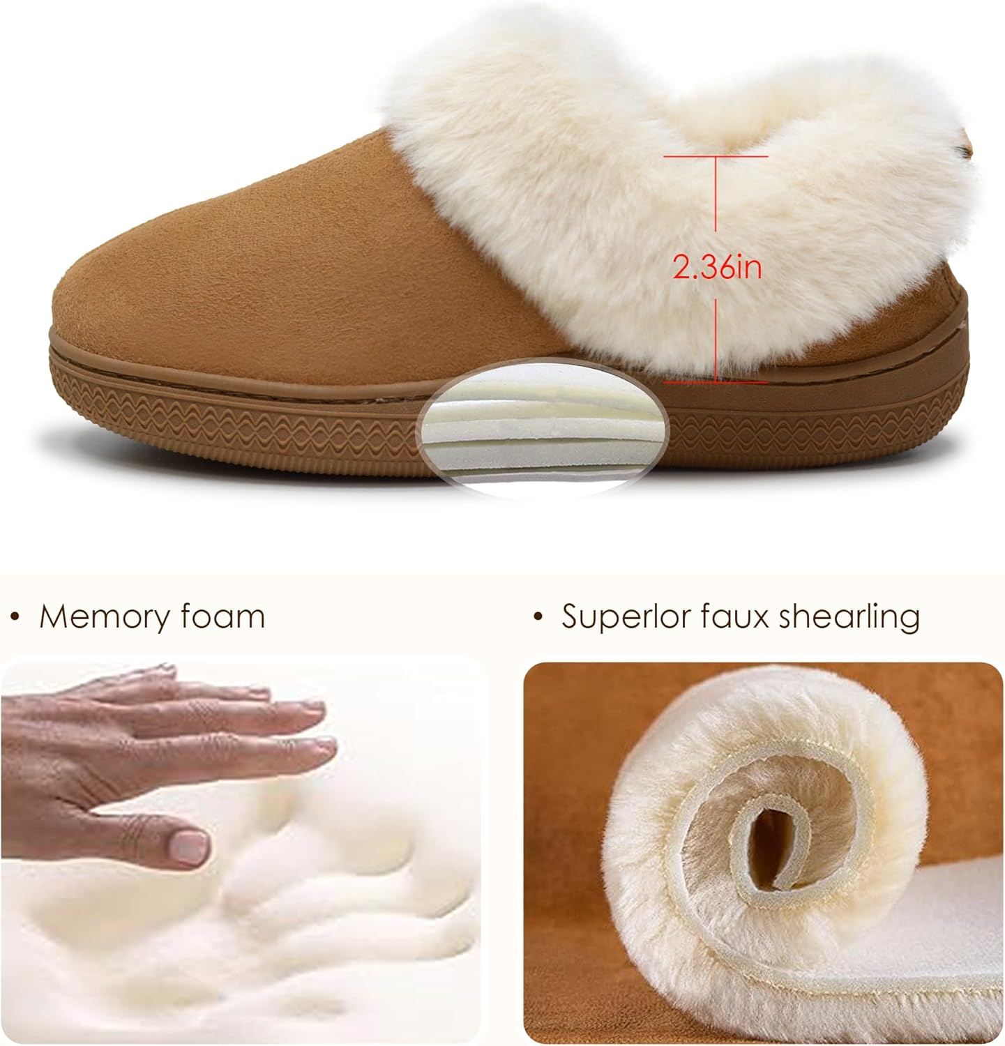 Women Memory Foam Bootie Slippers, Fuzzy Indoor Outdoor House Shoes with Arch Support Non Slip Cozy Footwear for Winter - Image 4