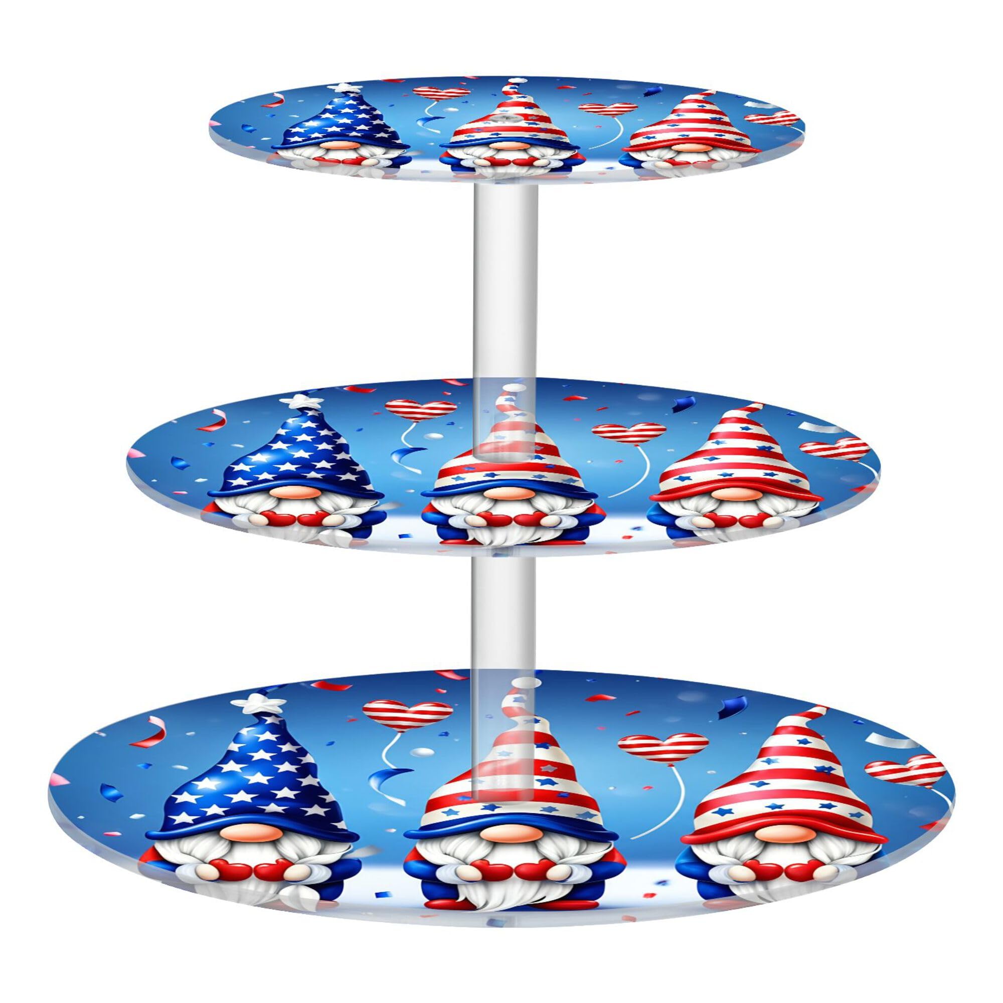 PYBUG Independence Day 3 Tier Acrylic Cupcake Stands Tower,Dessert Table Display Set for Tea Party,Wedding,Birthday, Baby Shower