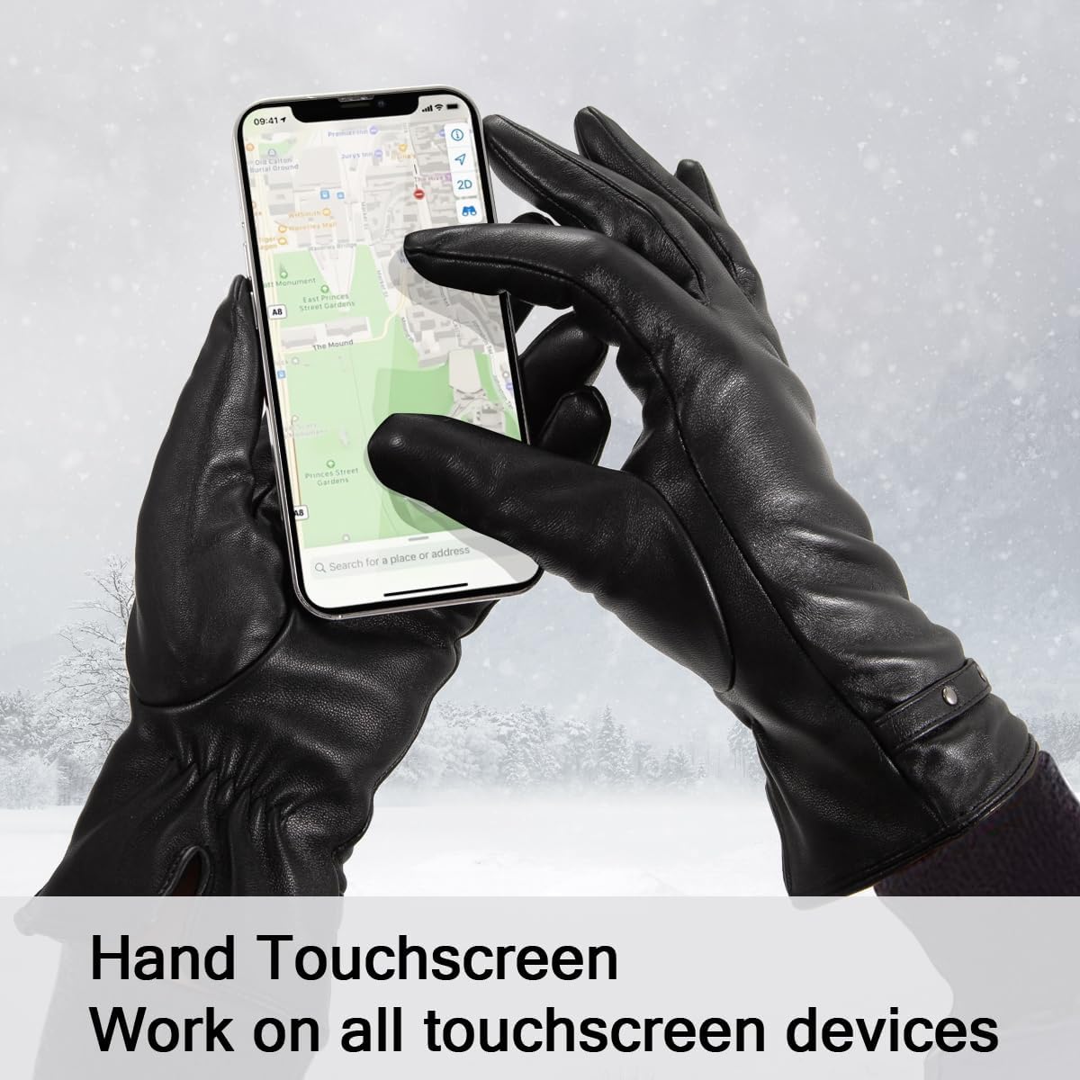 LADYBRO Black Winter Gloves for Women Touchscreen Warm Driving Lambskin Wool Cashmere - Image 4