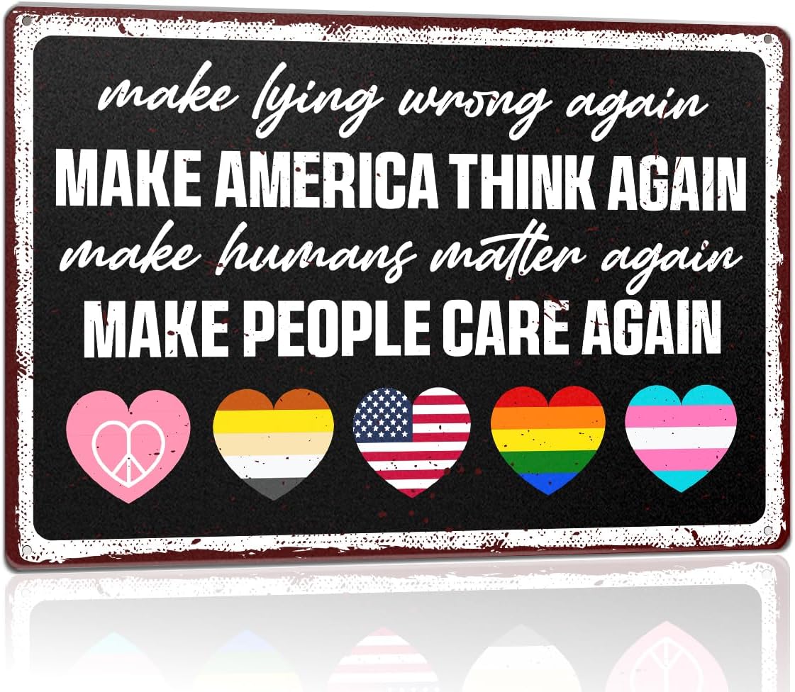 Funny LGBT Metal Decor Sign for Home Office Equality Pride Month Rainbow Progress Decorations, Human Rights Social Justice Sarcastic Political Decor LGBT Pride Month Equality Gifts