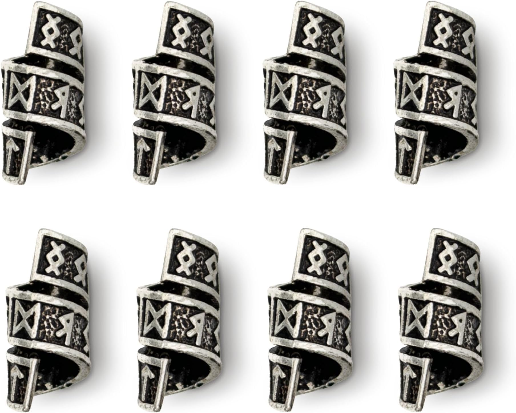 Viking Beard Bead Coil Set (8-Pack) - Norse Rings for Hair, Dreads & Beards