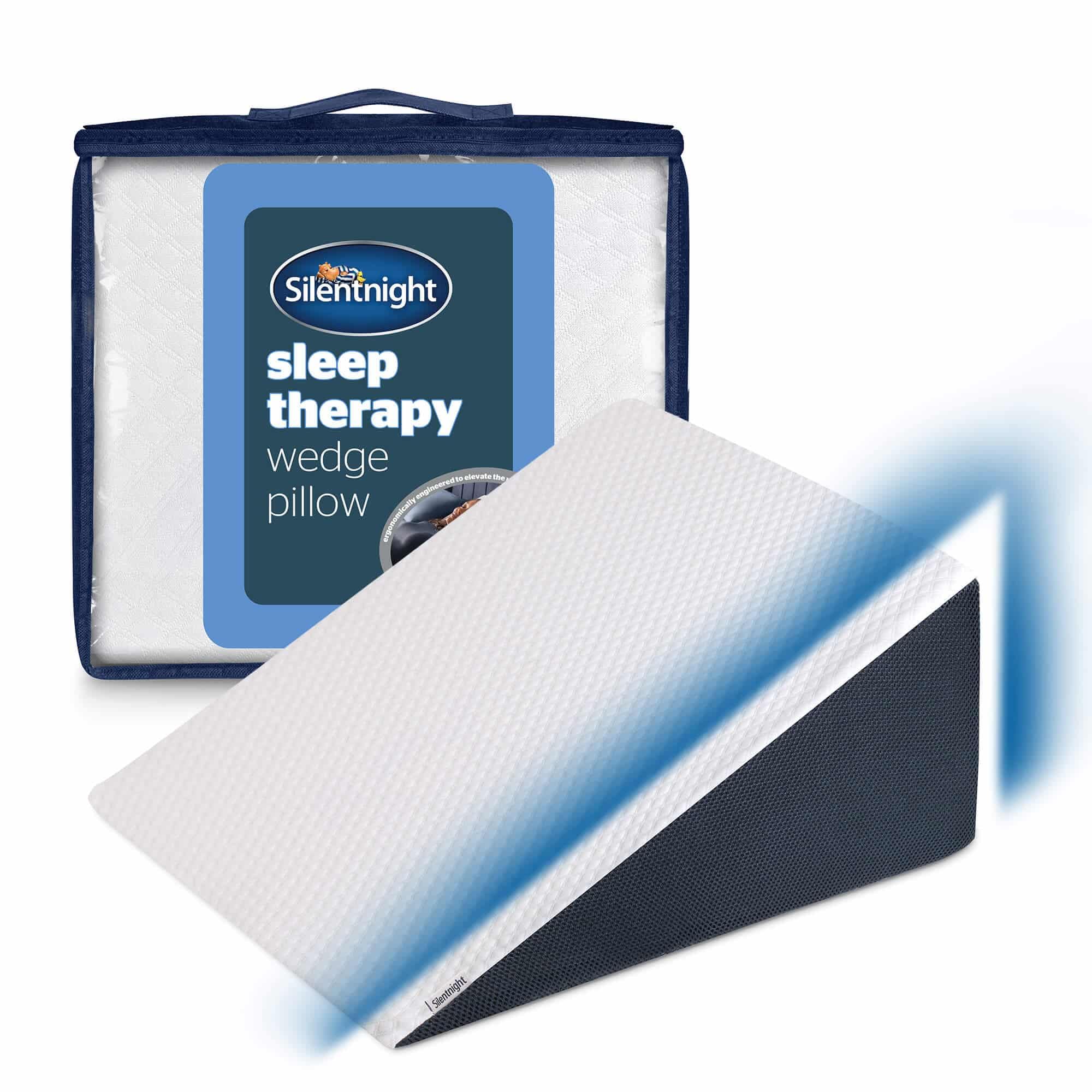 Silentnight White Sleep Therapy Wedge Pillow - Memory Foam Ergonomic Soothing Relief - Reduce Aches And Pains Snoring Heartburn Acid Reflux - Post-Surgery Support - Sleeping & Sitting Multiuse Support