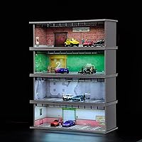 Vista 3 de Hot Diecast Wheels Display Case - 164 Scale Die-cast Model Car Display Case with LED Light and Acrylic Cover, Hot Diecast Wheels Parking Garage