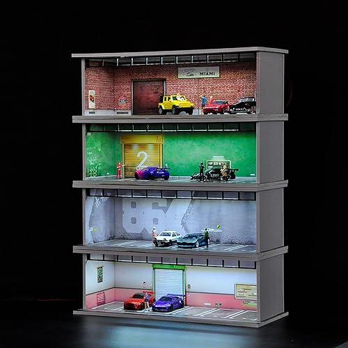 Miniatura 3 de Hot Diecast Wheels Display Case - 164 Scale Die-cast Model Car Display Case with LED Light and Acrylic Cover, Hot Diecast Wheels Parking Garage