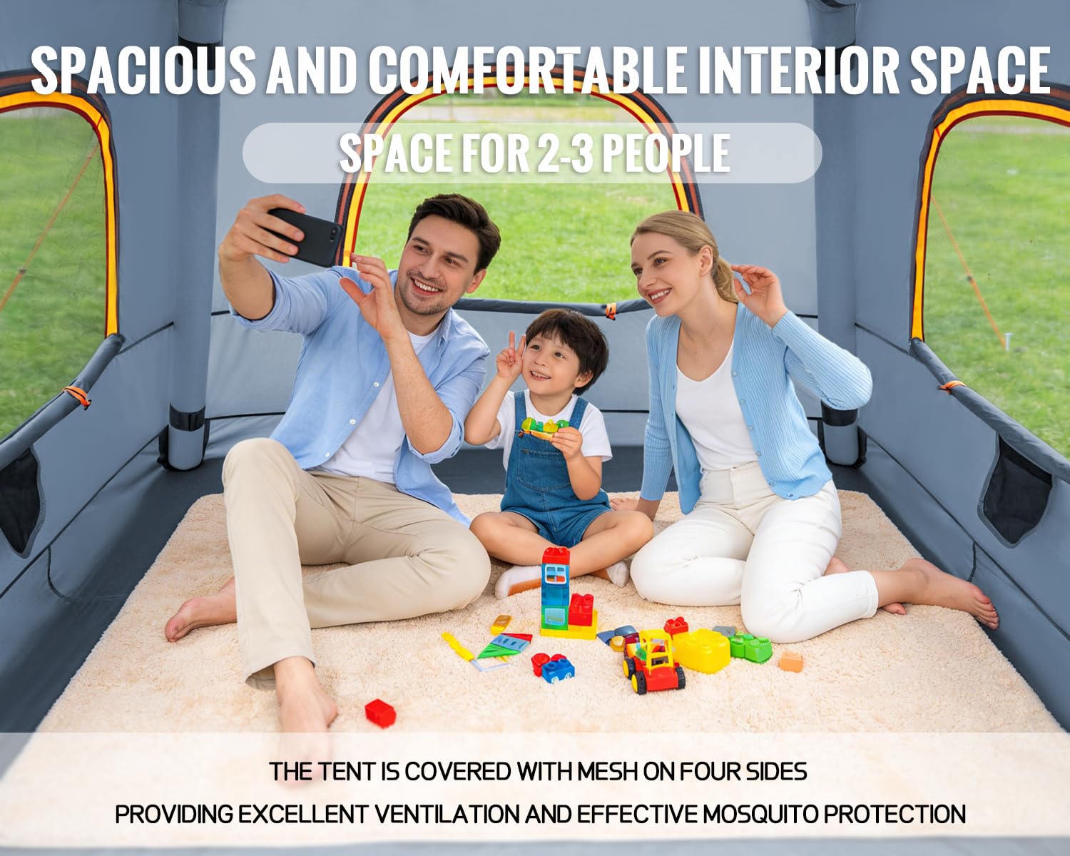 Inflatable Camping Tent, with Manual air Pump, Easy to Set up, Outdoor Inflatable Tent, can accommodate 2-3 People, Oxford Four Seasons Luxury Camping air-Cushioned Tent.