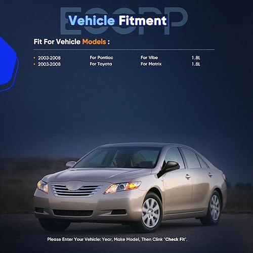 Miniatura 2 de ECCPP Espejos laterales del pasajero, espejos retrovisores del lado derecho, ajuste de potencia negra, retrovisor de puerta plegable manual