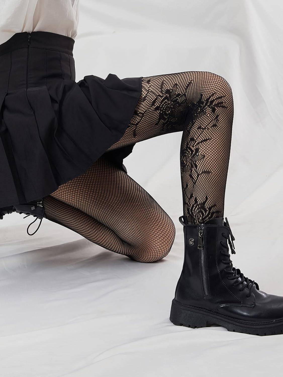 Verdusa Women's Flower Mesh Patterned Tights Fishnet Floral Stockings Pantyhose Stockings Leggings - Image 5