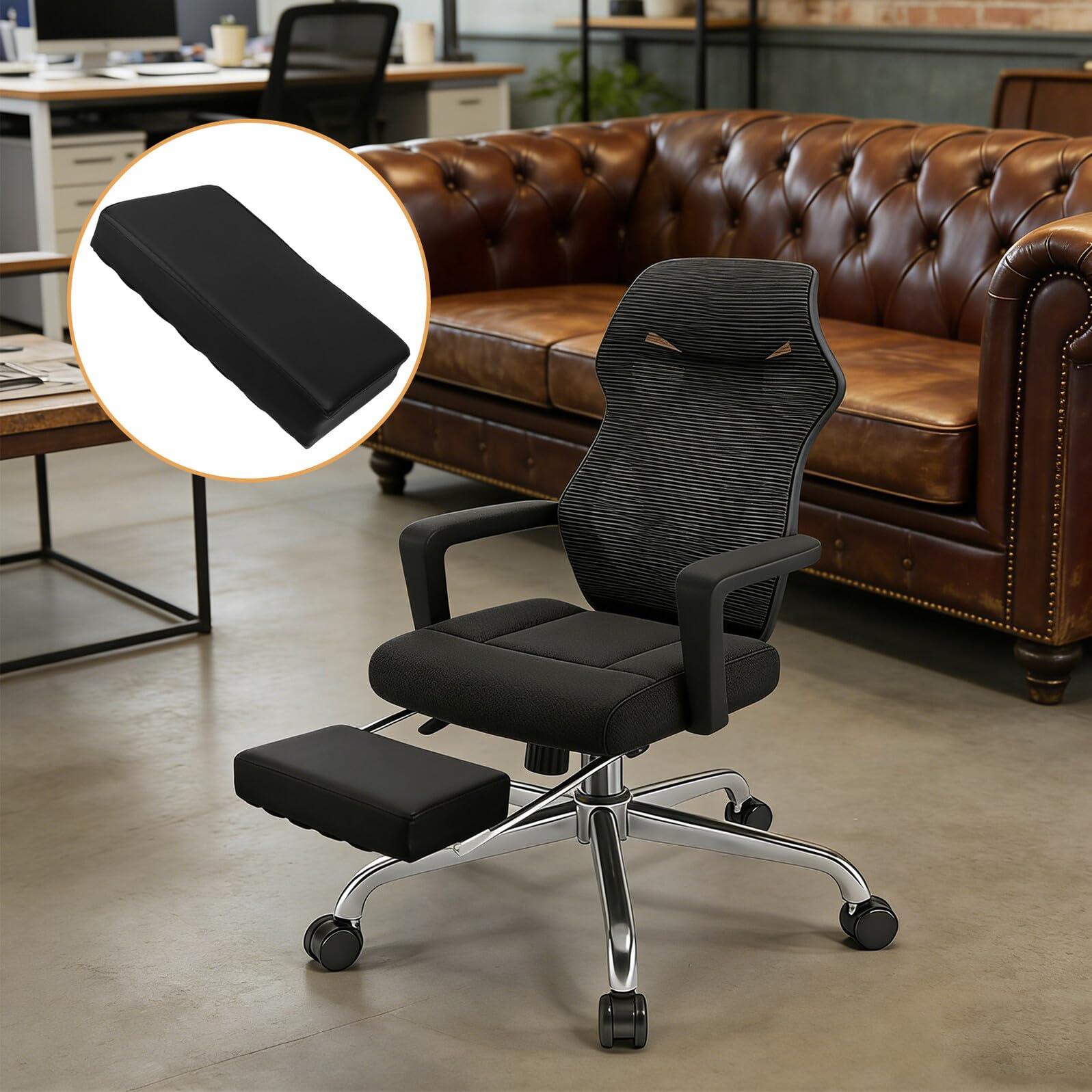 Poggiapiedi per Sedia da Ufficio Staccabile 33x19x6 Cm Cuscino Antiscivolo e Supporto Ergonomico per Gambe Affaticate per Ufficio e Smart Working