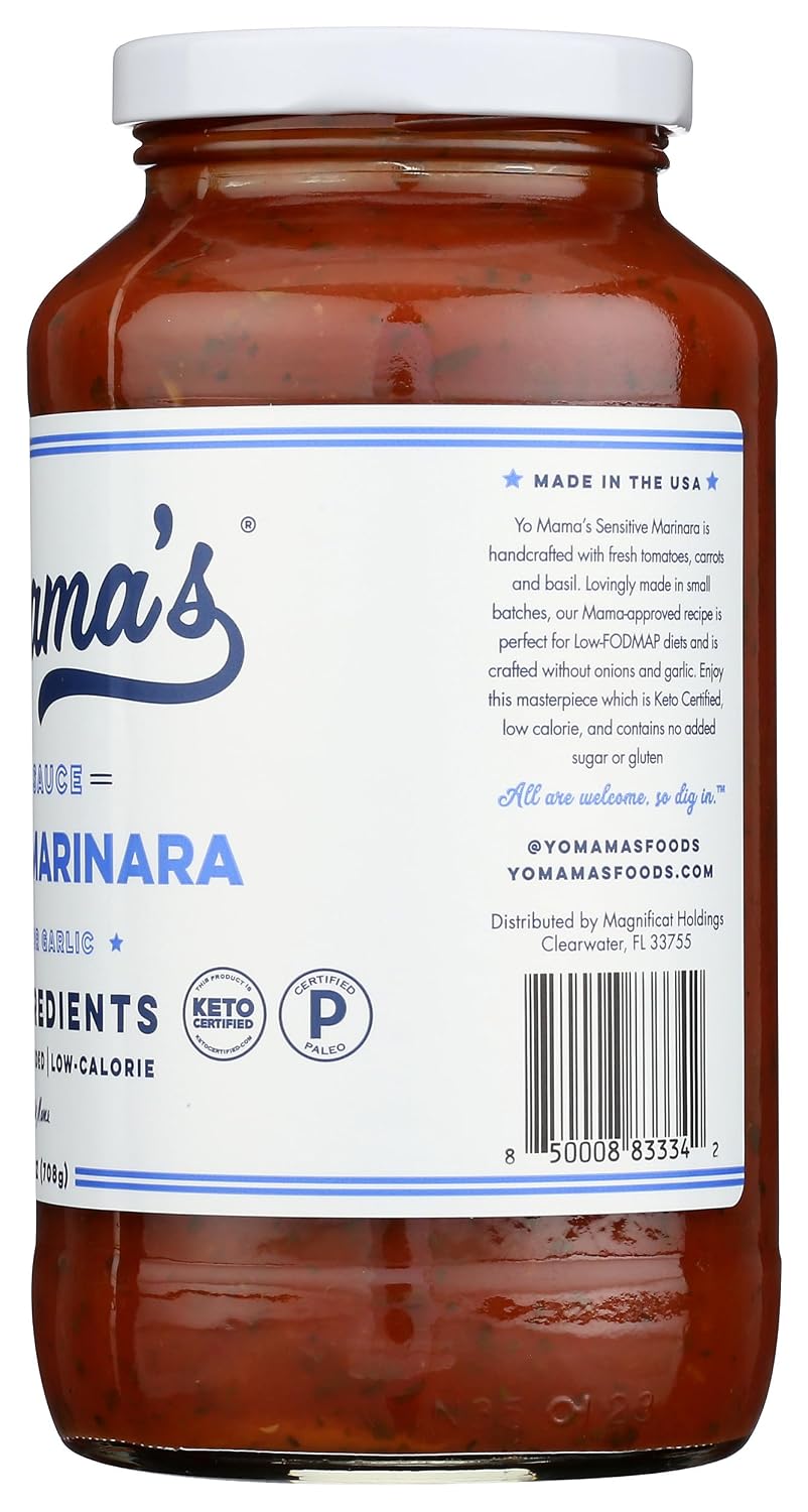 Yo Mama's Sensitive Marinara Tomato Sauce, Vegan, Keto & Paleo Friendly, Gluten Free, 25 Ounce (Pack of 6)