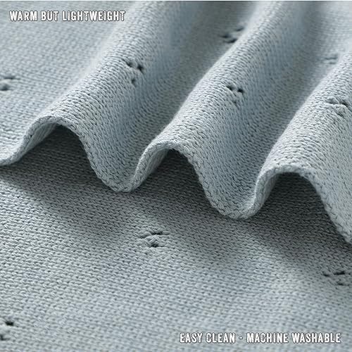 Miniatura 6 de Bleu La La Manta orgánica Pointelle para niños, 100% algodón orgánico de lujo, tejido cálido y acogedor, manta para cuna, para recién nacidos, bebés