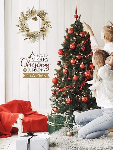 Miniatura 4 de Corona de Navidad dorada de 19 pulgadas para puerta delantera, corona de Navidad falsa blanca de pampa con hojas de bayas doradas, campanas, bolas