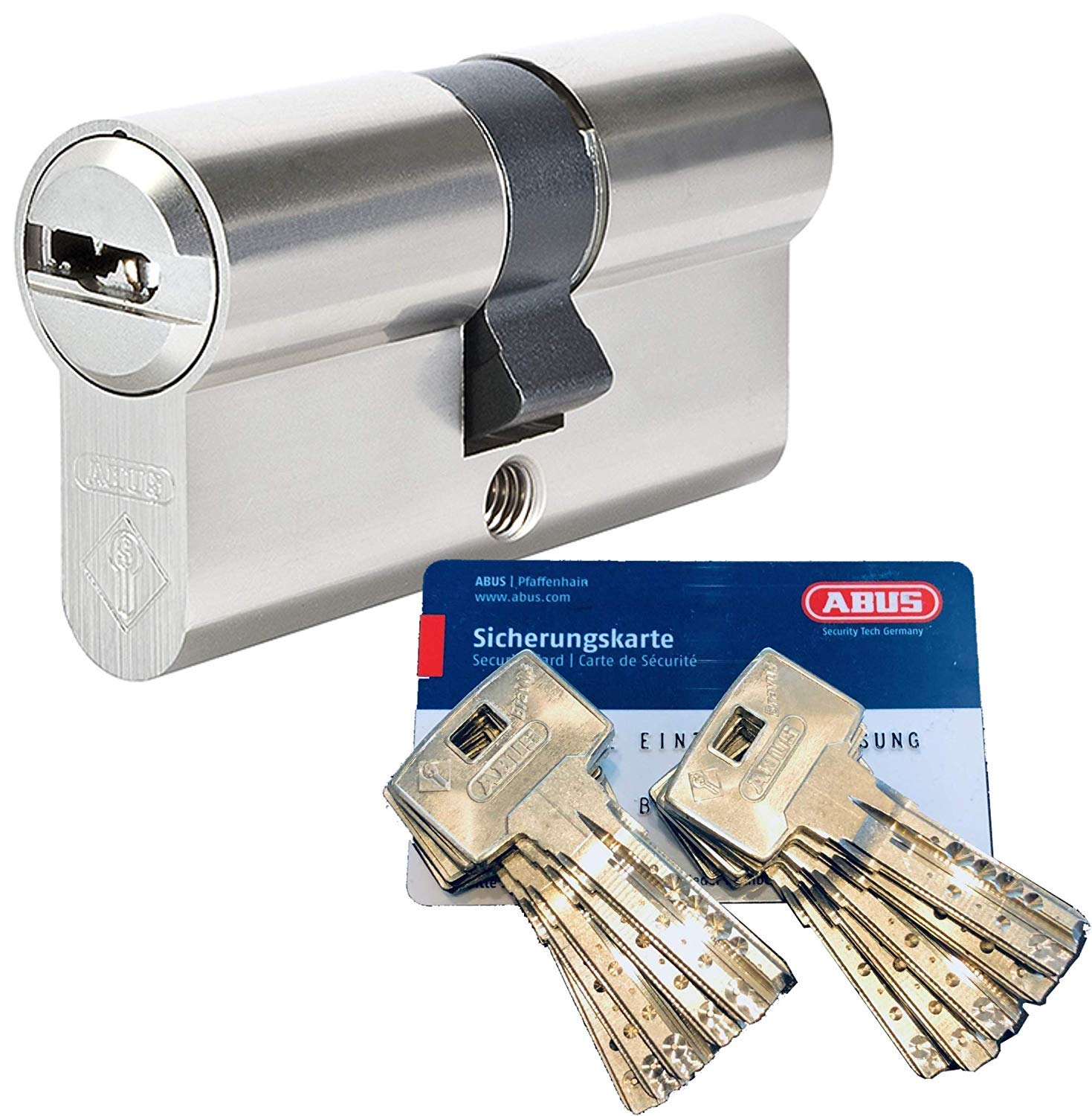 ABUS Bravus.2000 Sicherheits - Doppelzylinder mit 10 Schlüssel, Länge (a/b) 30/30mm (c= 60mm) mit Sicherungskarte, Angriffswiderstandsklasse B, Zusatzausstattung: Not- u. Gefahrenfunktion