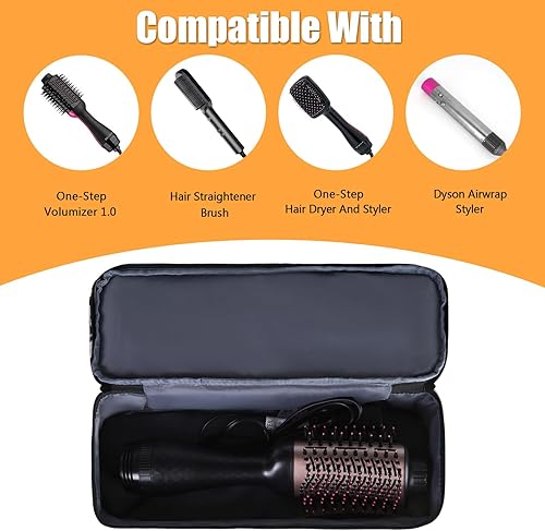 Miniatura 4 de Aucovely Bolsa de viaje para herramientas para el cabello, funda de transporte de viaje de doble capa compatible con cepillo de secado de pelo