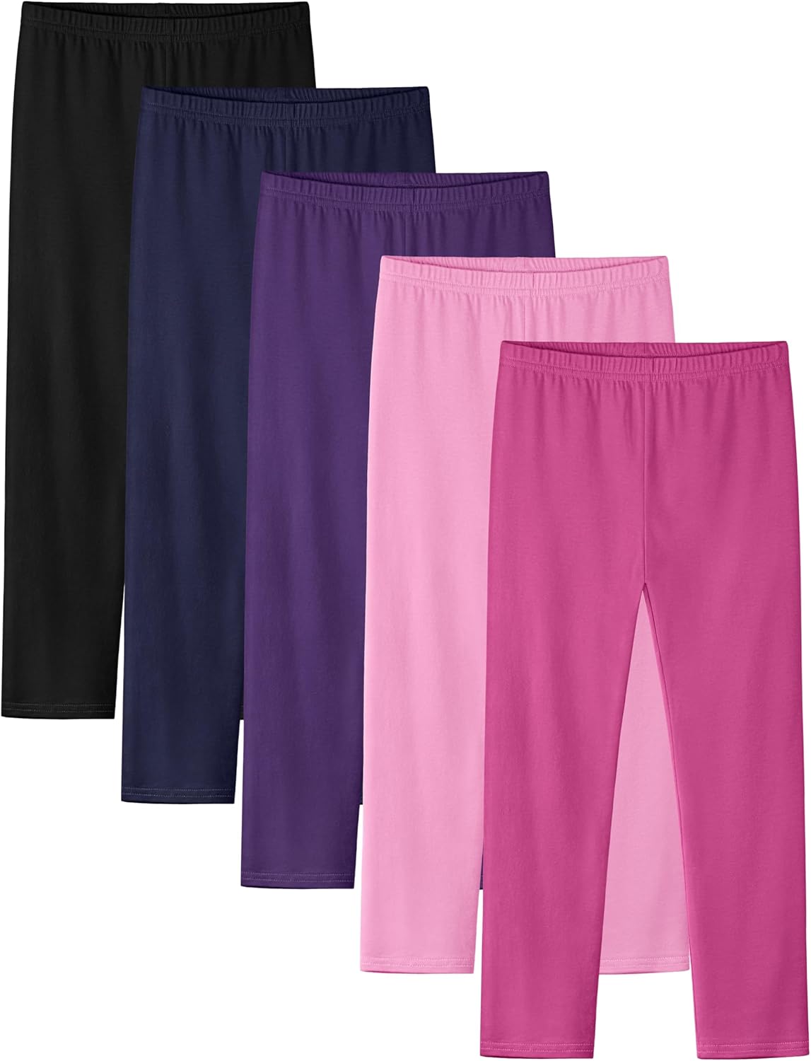 5 Pack Girls Leggings Cotton Tights for Toddler Kids Stretchy Soft Yoga Pants Full Length Multipack Pull On Fall Winter