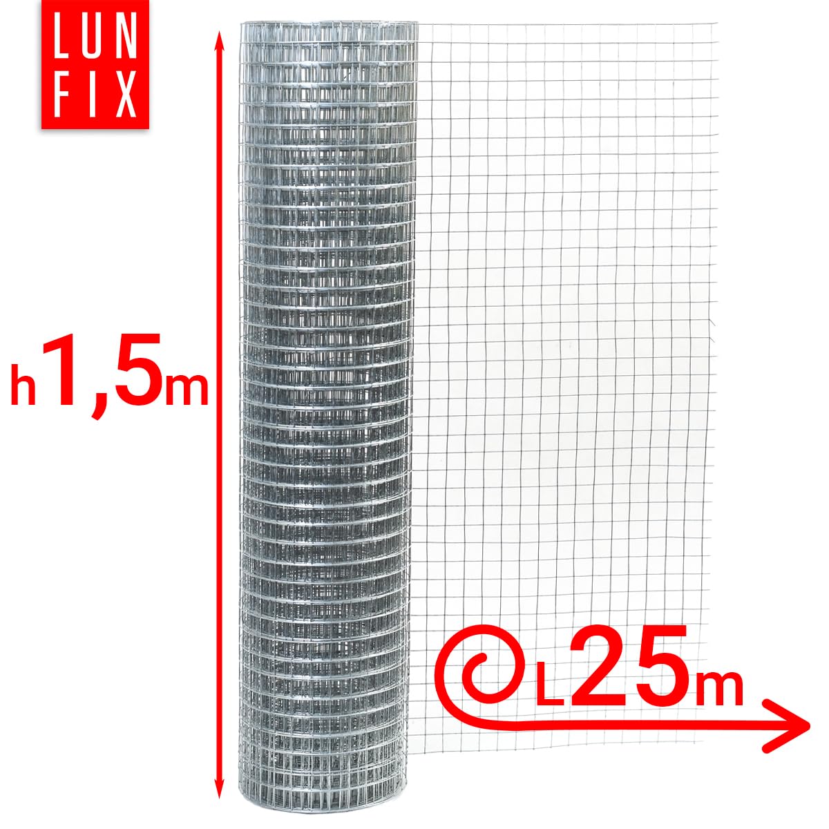 Drahtgitter feinmaschig 13x13 mm 0,8 mm 1,5x25 m 150x2500 cm | Wühlmausgitter Kaninchendraht Hasendraht Mäusegitter Volierendraht Rödeldraht Kaninchenzaun Metall Hasengitter Gitter