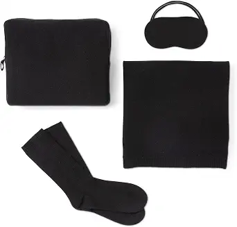 100% Cashmere Travel Set - Blanket, Eye Mask, Socks, Carry Case