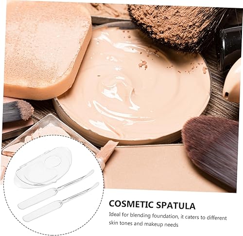 PartyKindom Acrylic Foundation Mixing Palette Set 2 Portable Folding Makeup Trays Spatula Waterproof Cosmetic Tool for Professional Beauty Artists